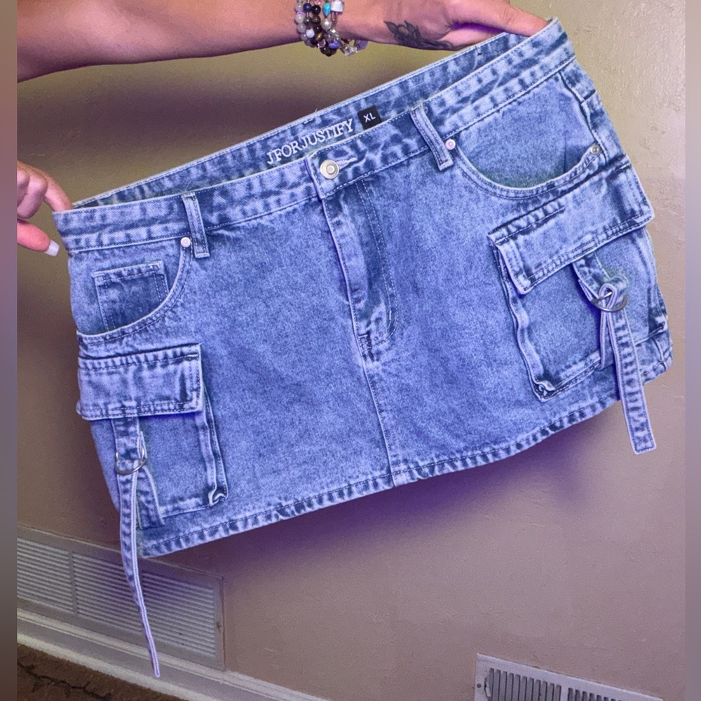 J for Justify Blue Denim Mini Skirt